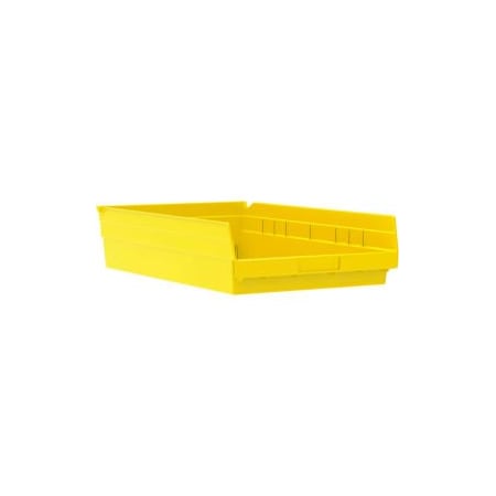 Akro-Mils Shelf Storage Bin, Plastic, Yellow, 4 in H, 11-1/8 in W, 17-7/8 in L, 12 PK 30178YELLO